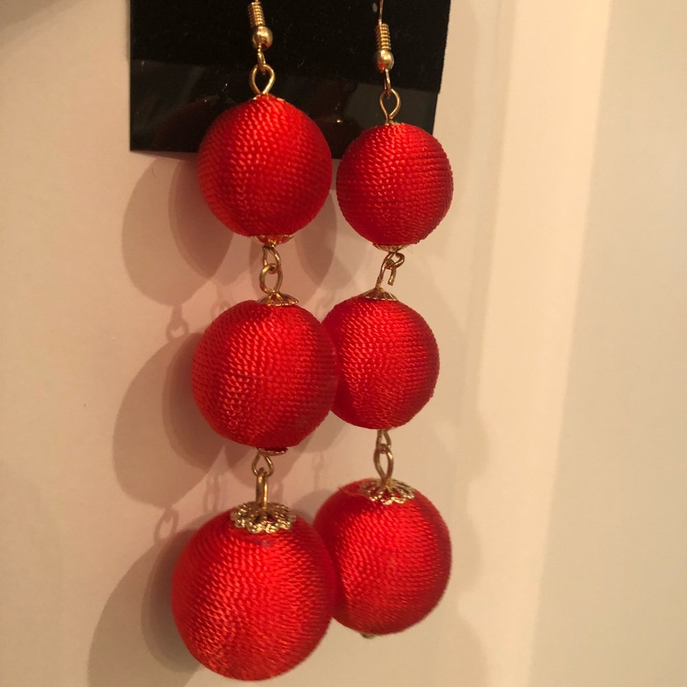 Vibrant red ball earrings